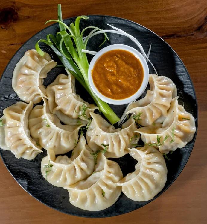 Steamed momos with homemade chutney at de Delhi Indian & Hakka Kitchen, Mississauga