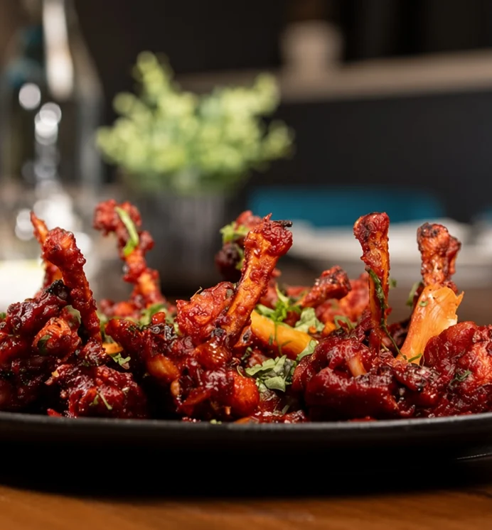 Chicken lollipops, a Hakka appetizer at de Delhi Indian & Hakka Kitchen, Mississauga